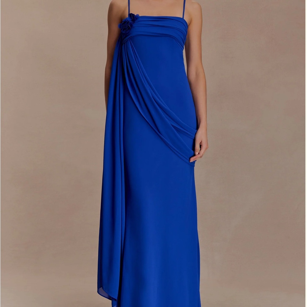 Meshki Cobalt Blue Leena Chiffon Dress